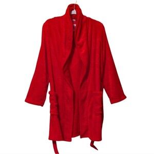 Juicy Couture plush bathrobe women's size L/XL orange belted shawl collar brand